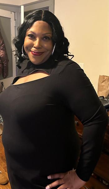 Curvy Sense Plus Size Alita Mock Neck Zipper Dress - Black Review