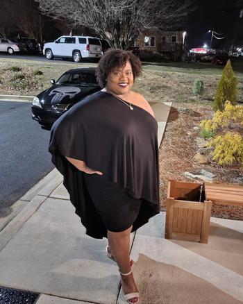 Curvy Sense Plus Size Asymmetric Draped Dress - Black Review