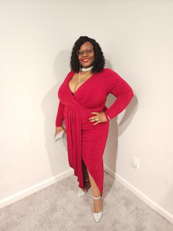 Curvy Sense Plus Size Moon Kissed Slinky Bodycon Dress - Red Review