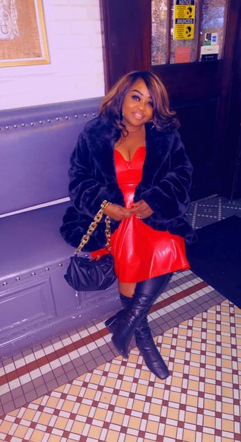 Curvy Sense Plus Size Avanni Faux Leather Flare Dress - Red Review