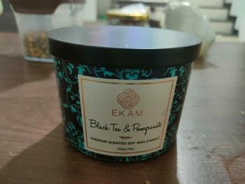 Ekam Black Tea & Pomegranate 3 Wick Soy Wax Scented Candle Review