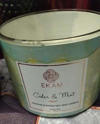 Ekam Cedar & Mint 3 Wick Soy Wax Scented Candle Review