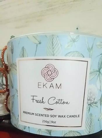 Ekam Fresh Cotton 3 Wick Soy Wax Scented Candle Review