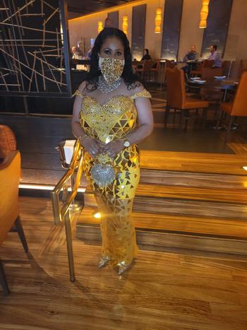 AMEKANA.COM Beautiful Entrance Gold Maxi Diamante Dress Review