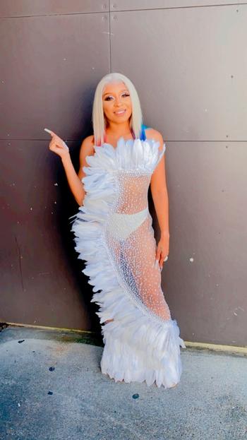 AMEKANA.COM Tease Show Pearl Feather Dress(Ready To Ship) Review