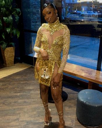 AMEKANA.COM Partition Gold Sequin Dress Review