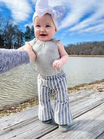 Bailey's Blossoms Blakely Boho Bell Bottoms - Gray & White Stripe Review