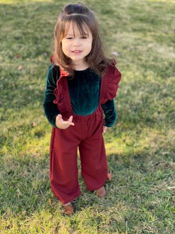 Bailey's Blossoms Sharlyn Ruffle Suspender Pants - Red Clay Review
