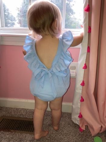 Bailey's Blossoms Shiloh Ruffle Back Romper - Baby Blue Review