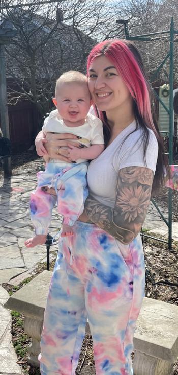 Bailey's Blossoms Noah Athleisure Joggers - Blue & Pink Tie-Dye Review