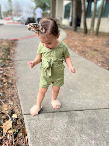 Bailey's Blossoms Samantha Short Sleeve Shorty Romper - Olive Review
