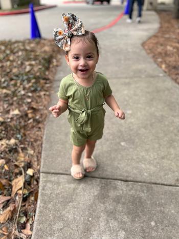 Bailey's Blossoms Samantha Short Sleeve Shorty Romper - Olive Review