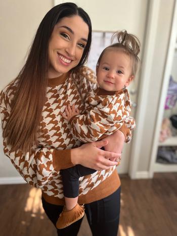 Bailey's Blossoms Crawford Bubble Sleeve Sweater - Camel & White Houndstooth Review