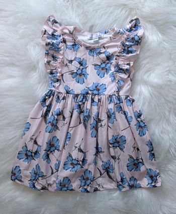 Bailey's Blossoms Zoey Ruffle Sleeve Dress - Pink & Powder Blue Floral Review