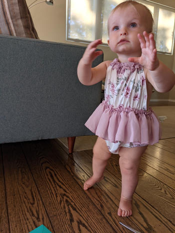Bailey's Blossoms Seraphina Ruffle Halter Bubble Romper - Lavender & Sage Floral Review