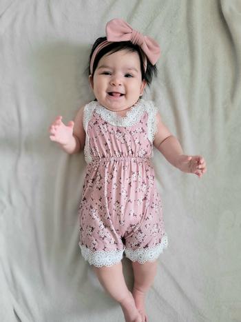 Bailey's Blossoms Nikki Lace Halter Romper - Light Pink Daisy Review