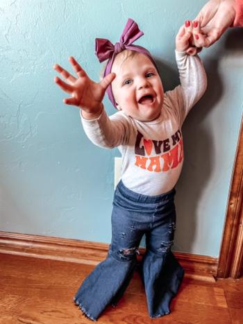 Bailey's Blossoms Barbie Pleated Denim Bell Bottoms - Dark Denim Review