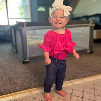 Bailey's Blossoms Cindi Bow Front Bubble Romper - Hot PInk Review