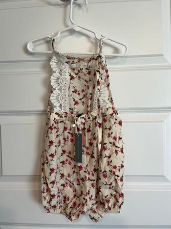 Bailey's Blossoms Felicity Lace Back Bubble Romper - Apricot Floral Review