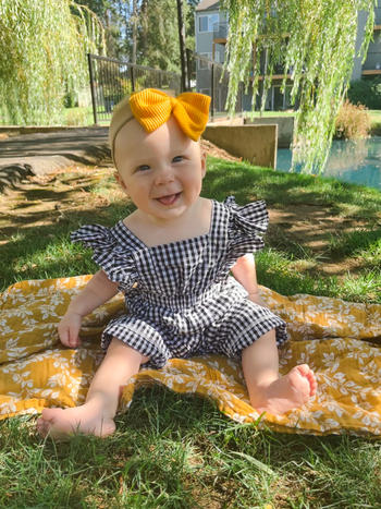 Bailey's Blossoms Delaney Ruffle Back Jumpsuit - Black & White Gingham Review