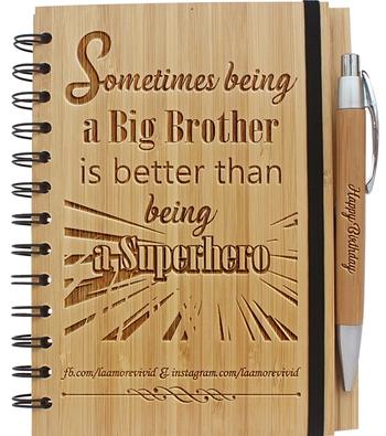 Woodgeek store Sometimes being a brother is better than being a superhero- Personalized Wooden Notebook Review