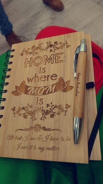 Woodgeek store Home is where mom is - bamboo wood notebook Review