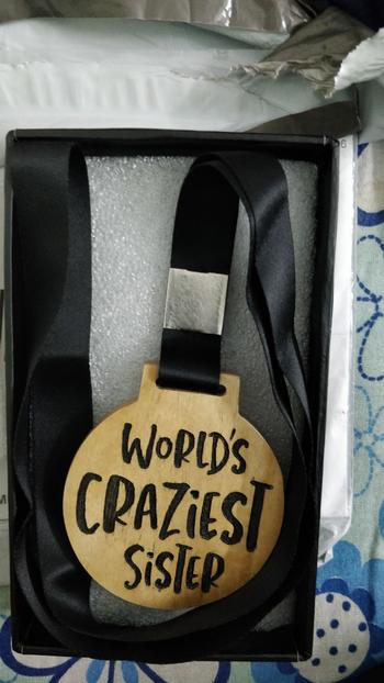 Woodgeek store World's Craziest Sister Wooden Medal Review