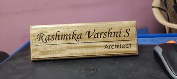 Woodgeek store Personalized Wooden Nameplate for Office with Designation Review