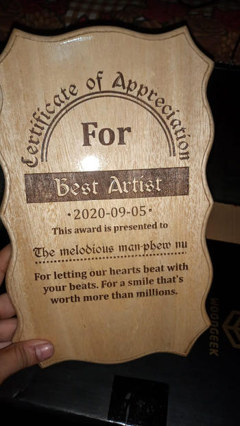 Woodgeek store Wooden Certificate of Appreciation for Best Employee Review