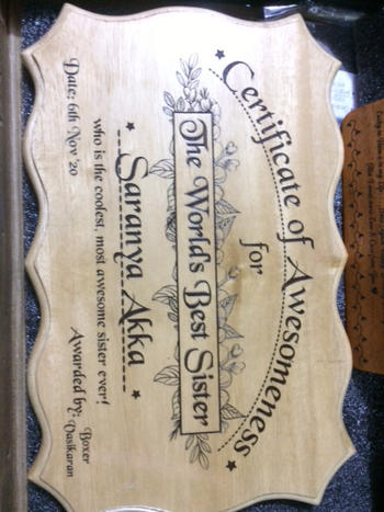 Woodgeek store Wooden Certificate of Awesomeness for World's Best Sister Review