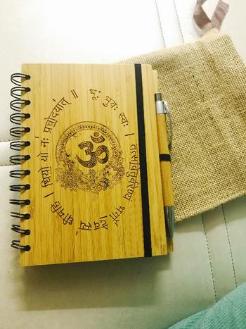 Woodgeek store Om Bhur Bhuvaḥ Swaḥ - Gayatri Mantra - bamboo wood notebook Review