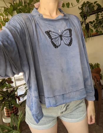 Purusha People Periwinkle Moon Moth Sweatshirt Tunic Review