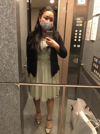 DRESS PEOPLE ビジューオープンバックキャップスリーブドレス・グリーン・Mサイズ Review