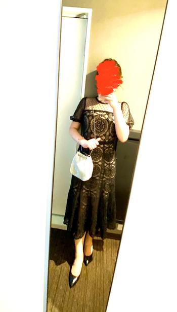 DRESS PEOPLE シースルーパフミディドレス・ブラック・Mサイズ Review