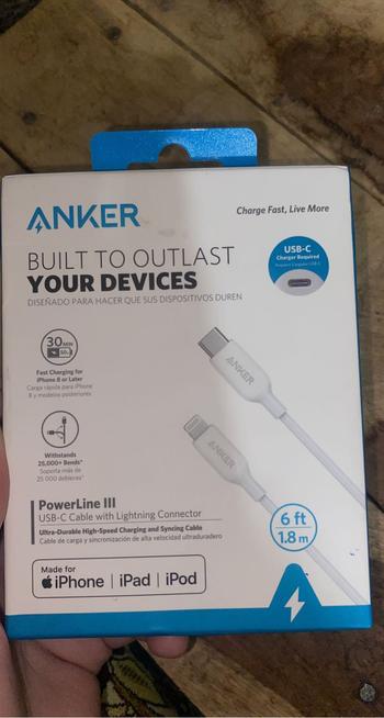 Dab Lew Tech Anker Powerline III USB-C To Lightning Cable 6ft – White – A8833H21 Review