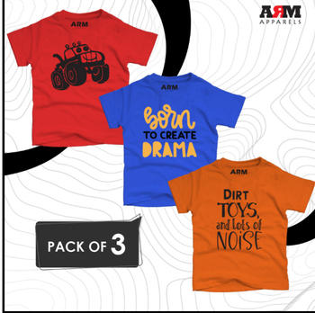 ARM Apparels Pack of 3 T-Shirt For Kids - JEEP-DRAMA-DIRTTOYS Review