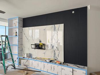 The Wood Veneer Hub Midnight Blue Color Matte Acoustic Slat Wall Panels Review