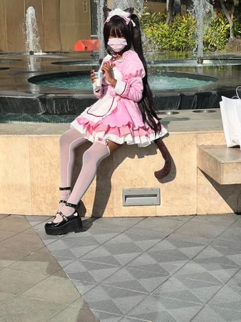 Uwowo Cosplay 【In Stock】Uwowo Game Nekopara vol.4 Chocola Maid Dress Cosplay Costume Cute Pink Dress Review