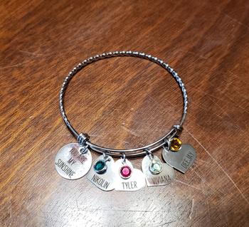 Heartfelt Tokens Grandmas Blessing Bangle Bracelet with Kids Names and Birthstones Review