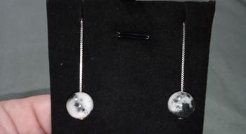 NOGU Dalmatiner-Jade | 925er Sterlingsilber | Tropfen-Ohrringe mit Edelsteinkette Review