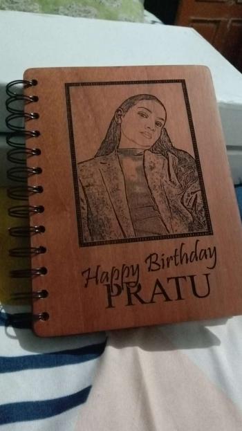 Woodgeek store Happy Birthday Personalised Diary With Photo - Wooden Notebook Review