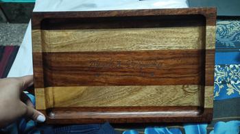 Woodgeek store Personalized Serving Tray Engraved With Couple Name - Wooden Tray Review