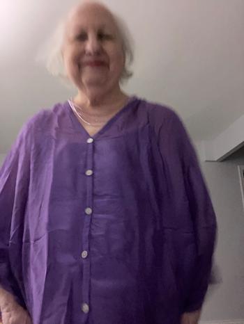 Maria Nicola Italian Silk Top - BUTTONED - Purple Review