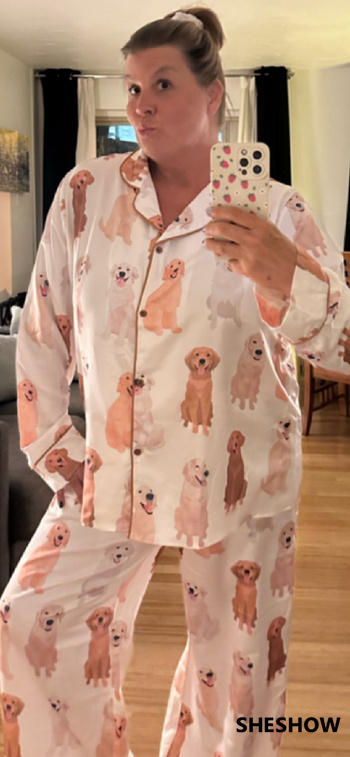 SheShow Aperol Spritz And Golden Retriever Satin Pajama Set Review