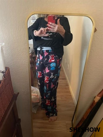 SheShow White Christmas Contrast Wide Leg Pants For Women Review