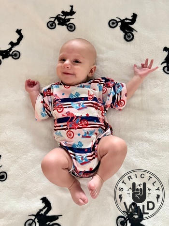Strictly Wild Red White & Braaap Short Sleeve Bubble Romper - Ready To Ship Review