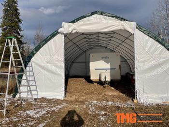 TMG Industrial 30' x 40' Peak Ceiling Storage Shelter with Heavy Duty 11 oz PE Cover & Drive Through Doors, TMG-ST3040E (Previously ST3040) Review