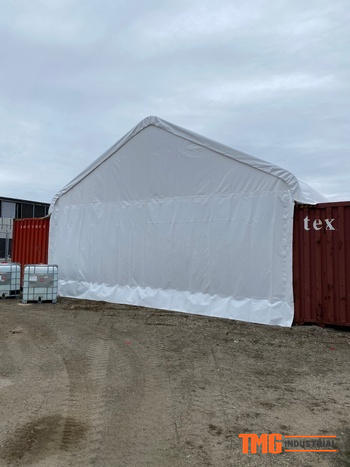 TMG Industrial 30' x 40' PVC Fabric Container Peak Roof Shelter with End Wall & Partial Front Drop Pro Series, Fire Retardant, Water Resistant, UV Protected, TMG-ST3041CVF Review