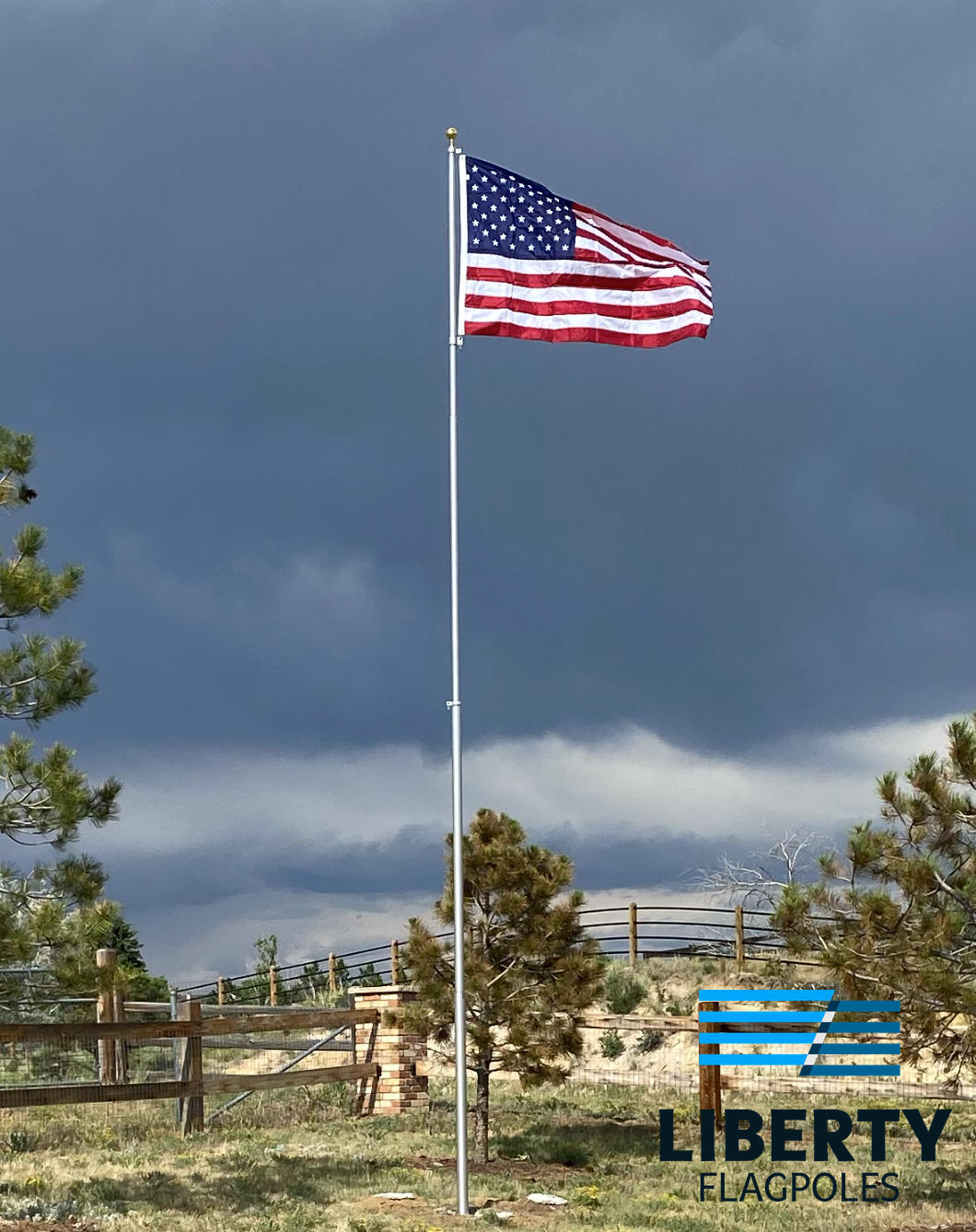 Colorado high-wind property with heavy duty telescoping flagpole