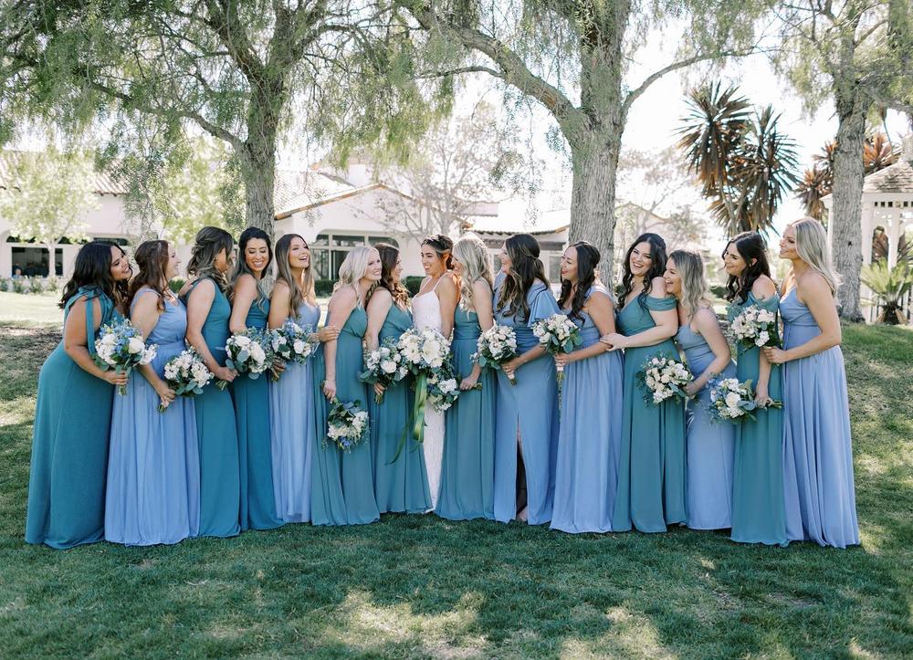 Dusty Blue Bridesmaid Dresses Real Weddings, Birdy Grey